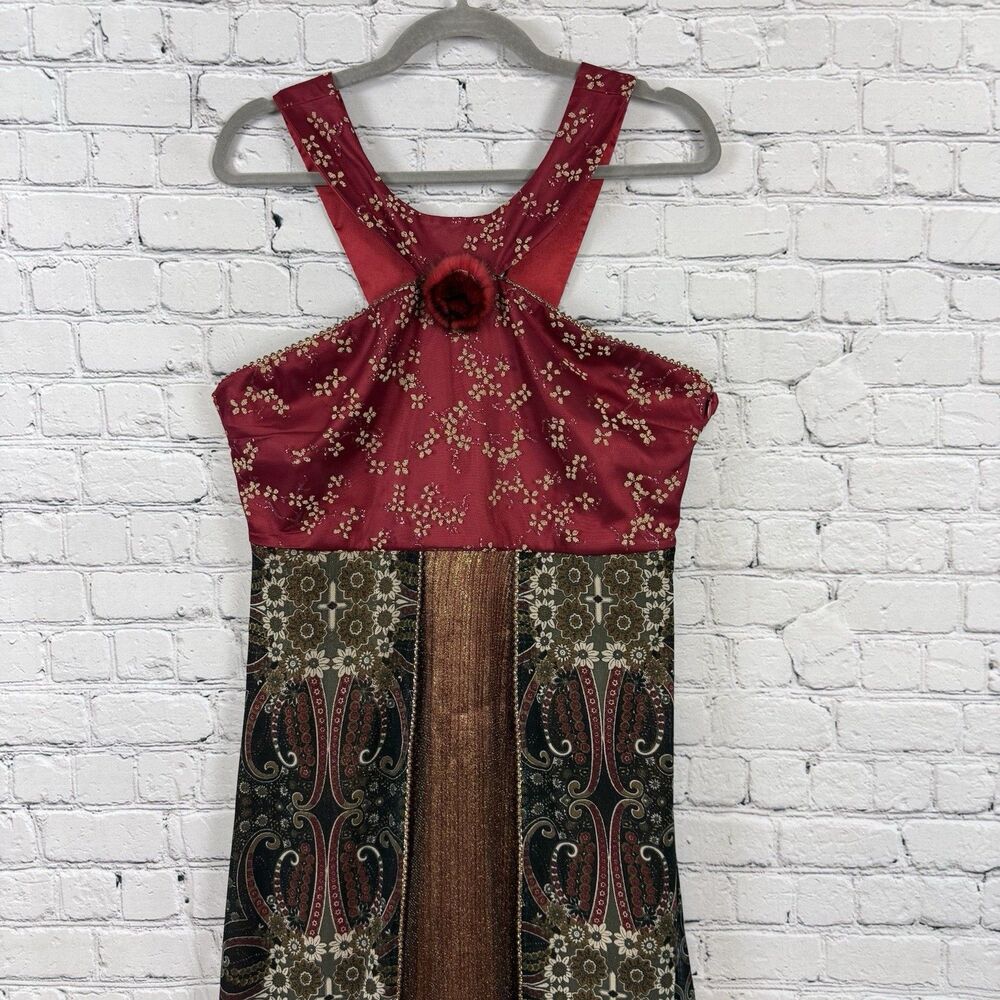 VTG Anac by Kimi Paisley Halter Cocktail Dress XL Mesh Whimsical Fairycore Y2K - Picture 2 of 15
